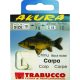 Trabucco Akura Carp 1/0 Lapkás, Szakállas Monofil Előkötött Horog 10db