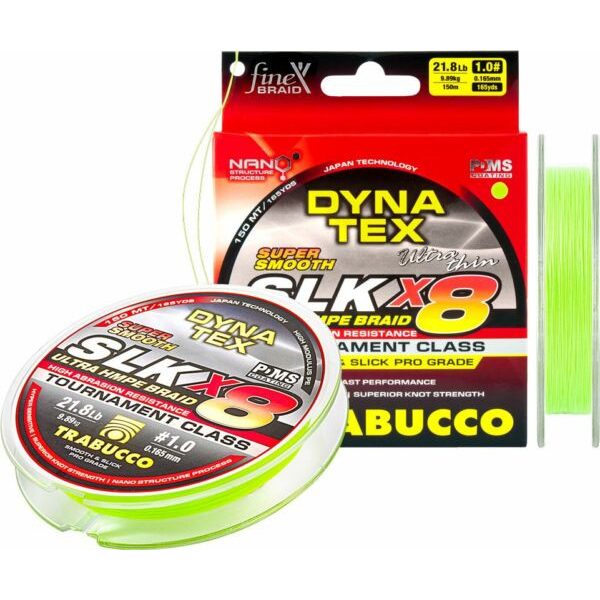 Trabucco Dyna-Tex SLK X8 SS 150m 0,084mm Lime Zöld Fonott Főzsinór