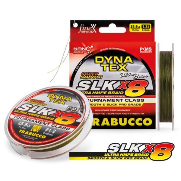 Trabucco Dyna-Tex SLK X8 SS 150m 0,185mm Lime Zöld Fonott Főzsinór