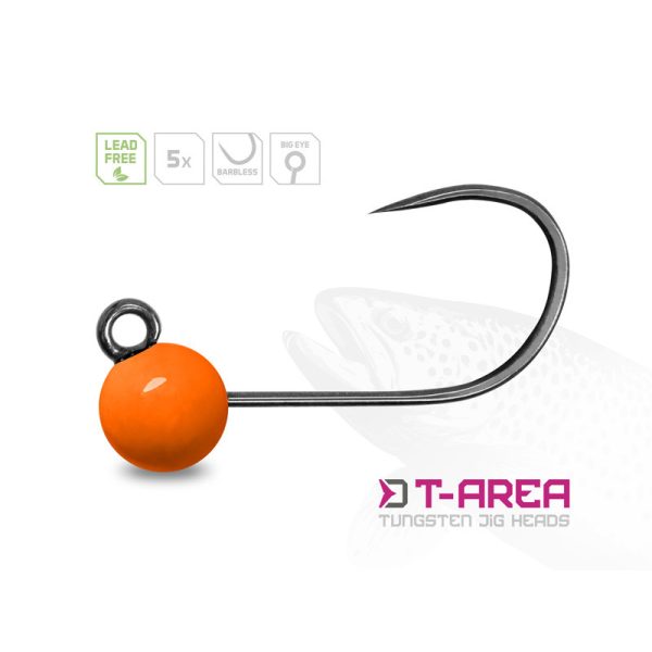 Delphin T-Area BL Tungsten Jig 4,6mm 0,9gr 6 Fluo Narancs Micro Jig Fej 5db