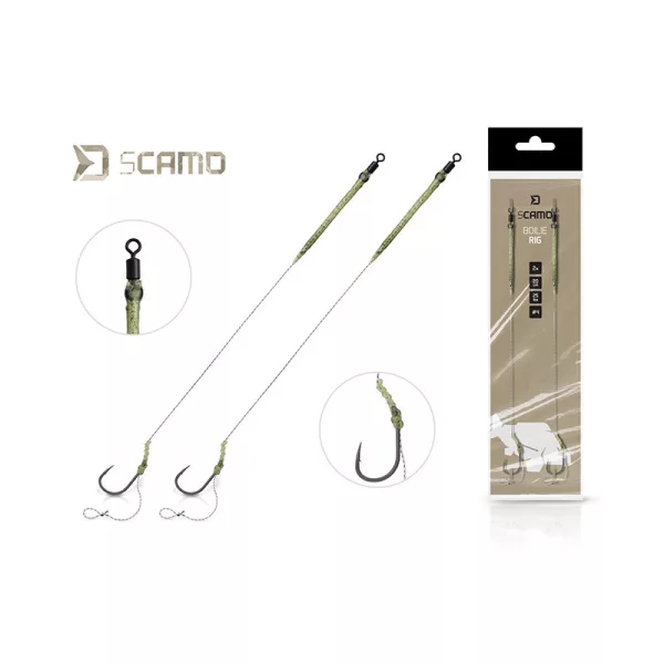 Delphin sCamo Boilie Rig 4 Füles, Szakállas Fonott Előkötött Horog 2db