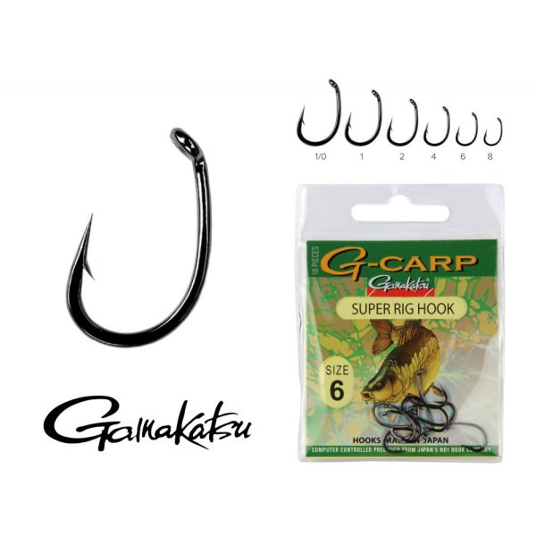 Gamakatsu G-Carp pop-up Fekete 2 10db/csomag Füles Szakállas Bojlis horog