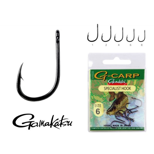 Gamakatsu G-Carp specialist Fekete 6 10db/csomag Füles Szakállas Feeder horog