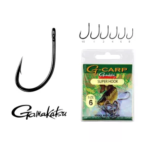   Gamakatsu G-Carp super Fekete 1/0 10db/csomag Füles Szakállas Feeder horog