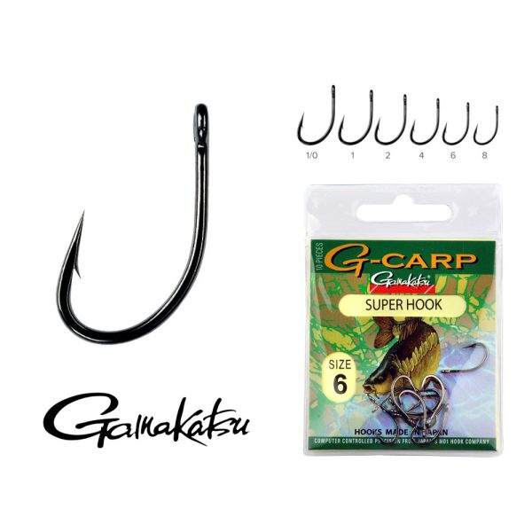 Gamakatsu G-Carp super Fekete 2 10db/csomag Füles Szakállas Feeder horog