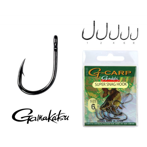 Gamakatsu G-Carp super snag Fekete 4 10db/csomag Füles Szakállas Feeder horog