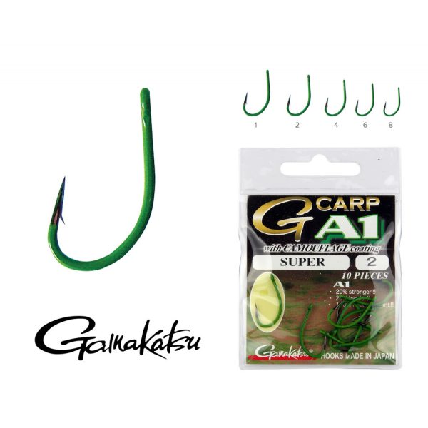 Gamakatsu A1 Carp Green Specialist Zöld 8 10db/csomag Füles Szakállas Bojlis horog