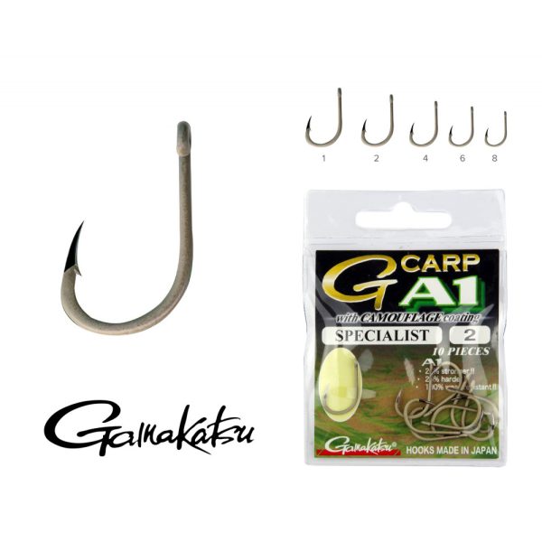 Gamakatsu A1 Carp Green Super Zöld 8 10db/csomag Füles Szakállas Bojlis horog