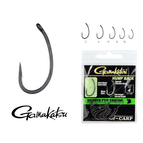 Gamakatsu G-Carp Hump Back Fekete 6 10db/csomag Füles Mikro Szakállas Bojlis horog