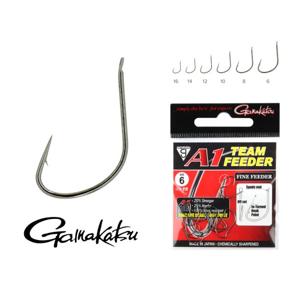 Gamakatsu G-Carp Specialist R Fekete 6 10db/csomag Füles Szakállas Feeder horog