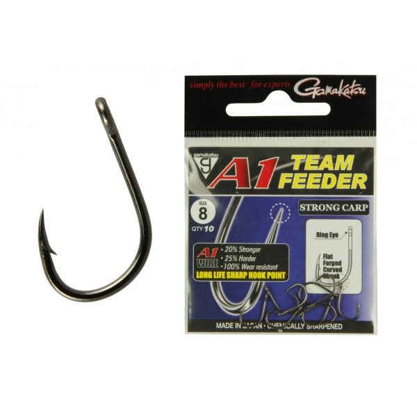 Gamakatsu A1 Team Feeder Pellet Carp Fekete 6 10/csomag Füles Szakállas Feeder horog