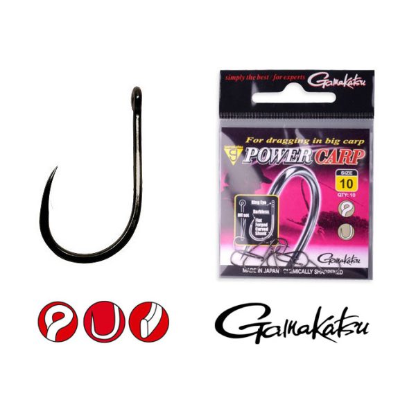 Gamakatsu Power Carp Ring Eye BB Fekete 8 10db/csomag Füles Szakáll nélküli Feeder horog