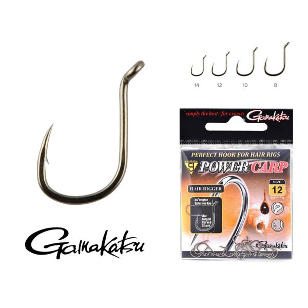 Gamakatsu Power Carp Hair Rigger Fekete 8 10db/csomag Füles Szakállas Feeder horog