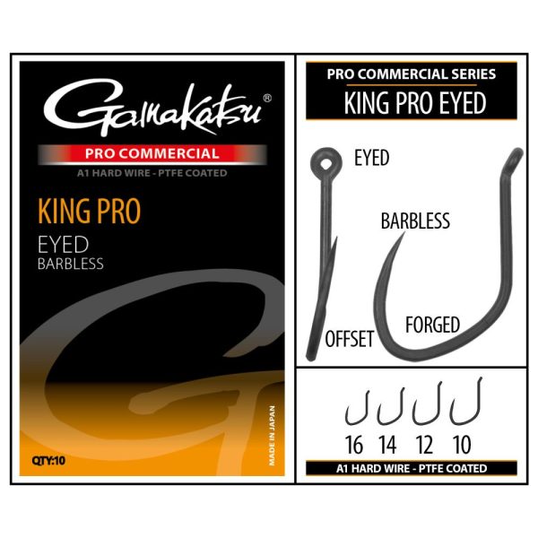 Gamakatsu Coars Pro-C King Pro Eyed A1 PTFE BL Füles Szakáll Nélküli Horog #14