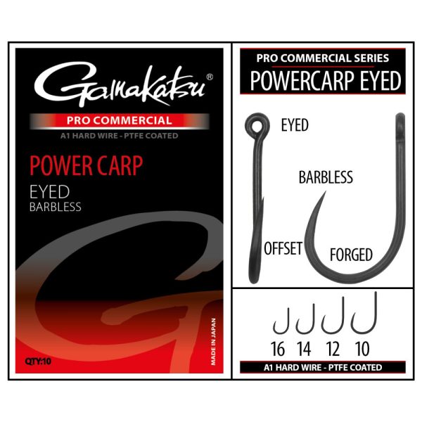 Gamakatsu Coars Pro-C Powercarp Eyed A1 PTFE BL Füles Szakáll Nélküli Horog #10