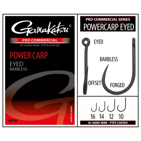 Gamakatsu Coars Pro-C Powercarp Eyed A1 PTFE BL Füles Szakáll Nélküli Horog #16