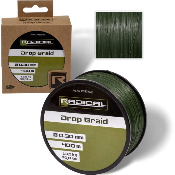 Radical O 0,25mm Drop Braid H: 400m 11,3kg / 25lbs sötétzöld - Fonott zsinór