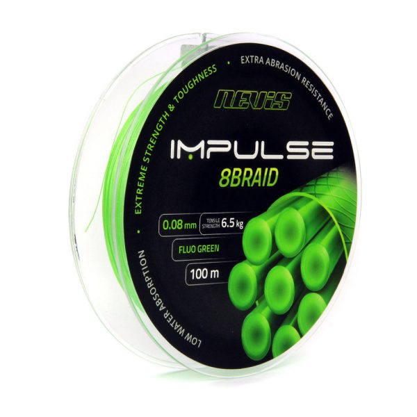 Nevis Impulse 8Braid 100m 0.18mm Fonott főzsinór-Fluo zöld