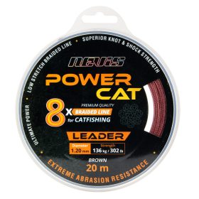   Nevis Powercat Braid Leader X8 20m 0.80mm Fonott előkezsinór-Barna