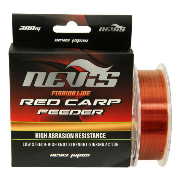 Nevis Red Carp Feeder 150m 0.18mm Monofil főzsinór-Áttetsző piros