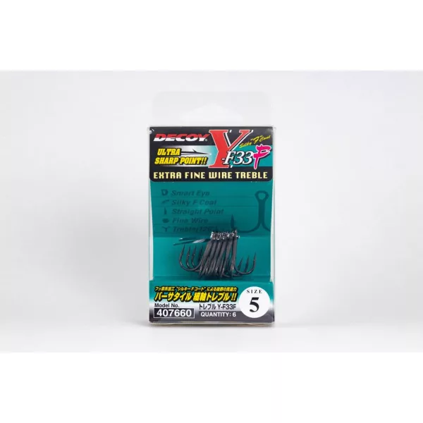 Decoy Y-F33F Extra Fine Wire #4 Füles Szakállas Háromágú Horog 6db