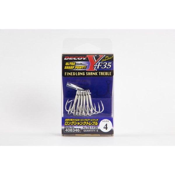 Decoy Y-F35 Long Shank #6 Microbarb Füles Szakállas Háromágú Horog 6db