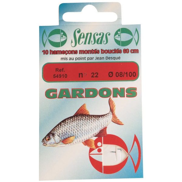 Sensas Roach Crystal Kék 40cm 0,08mm 22 Monofil Előkötött Horog 10db