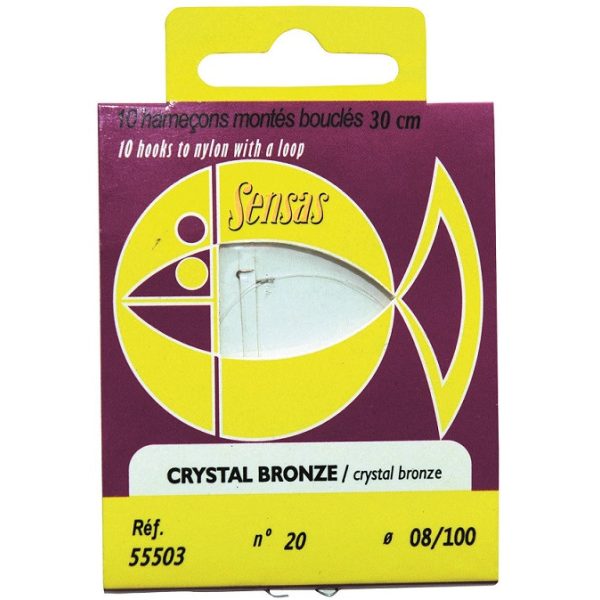 Sensas Crystal Bronz 30cm 0,08mm 20 Monofil Előkötött Horog 10db