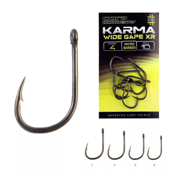 Carp Academy Karma Wide Gape XR 4 Füles, Szakállas Horog 10db