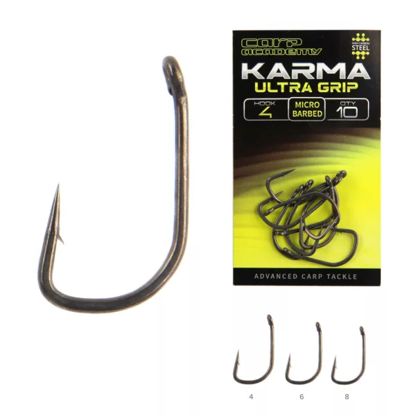 Carp Academy Karma Ultra Grip 8 Füles, Szakállas Horog 10db