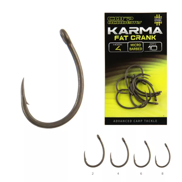 Carp Academy Karma Fat Crank 6 Füles, Szakállas Horog 10db