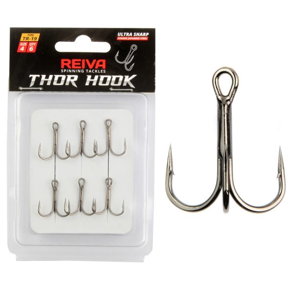 Reiva Treble Hook TR-19 Fekete 1 6db/csomag Füles Szakállas Ragadozó halas horog