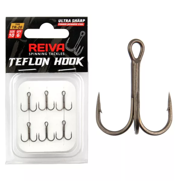 Reiva Teflon Treble TR-20 6 Füles, Szakállas Hármashorog 6db