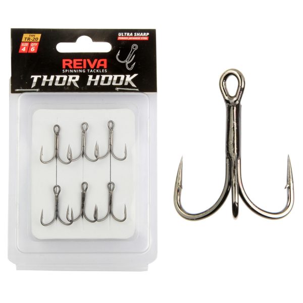 Reiva Treble Hook TR-20 Fekete 2 6db/csomag Füles Szakállas Ragadozó halas horog