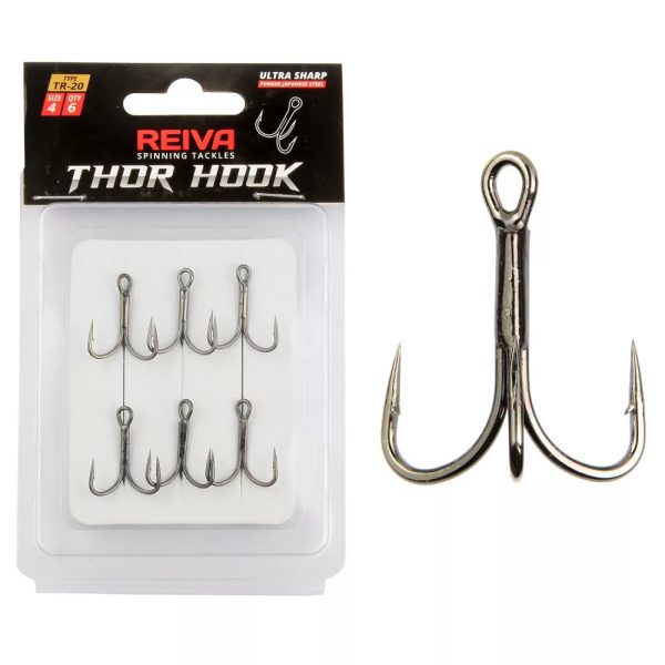 Reiva Treble Hook TR-20 Fekete 6 6db/csomag Füles Szakállas Ragadozó halas horog