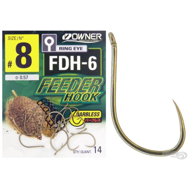 Owner FDH-6 8 Füles,  Szakáll Nélküli Feeder Horog 14db