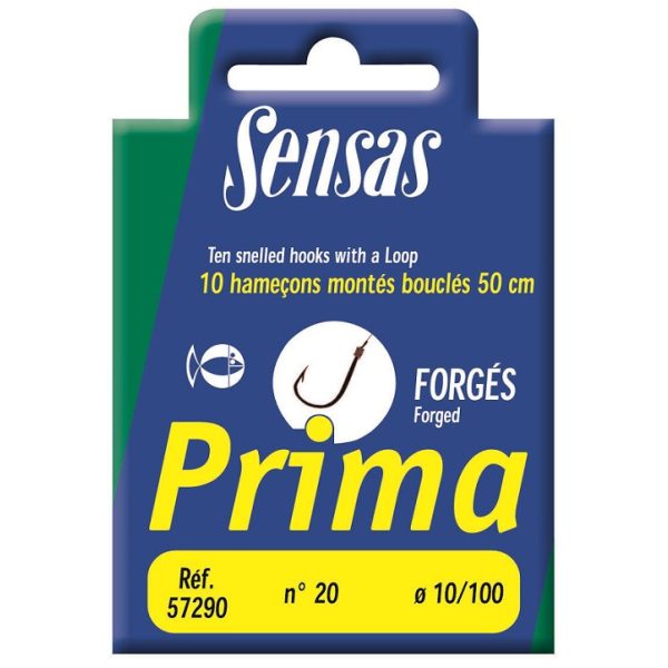 Sensas Prima Forged 50cm 0,1mm 18 Lapkás, Szakállas Monofil Előkötött Horog 10db