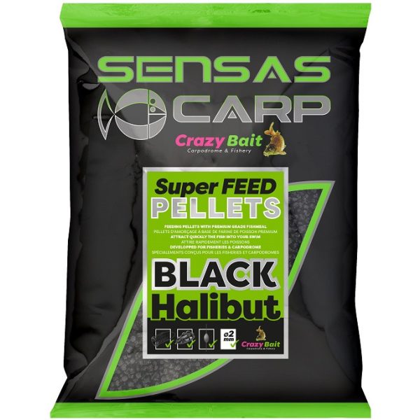 Sensas Pellet Super Feed Halibut Fekete 2mm Etetőpellet 700gr