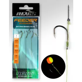   Nevis Feeder fonott előke csalitüskével Fekete 10 3db/csomag Füles Szakállas Fonott előkötött horog