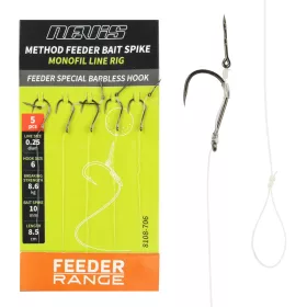   Nevis 10 Feeder Monofil Előke Füles, Szakáll Nélküli Horoggal 5db