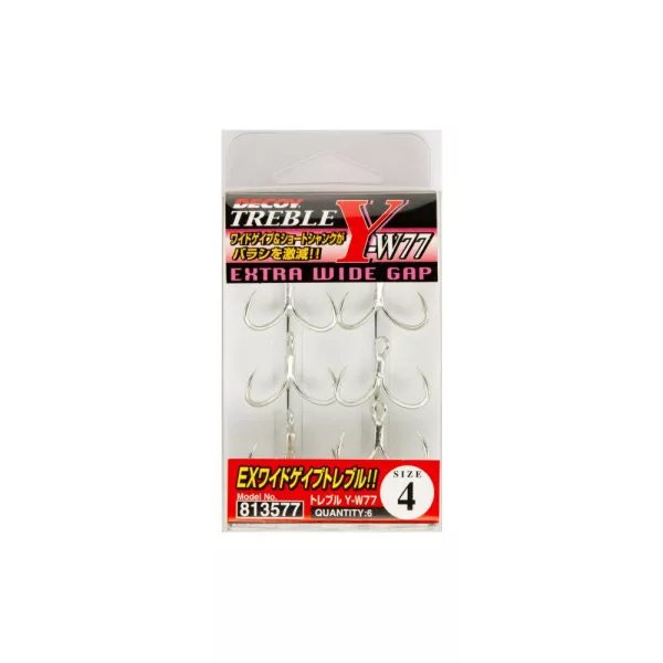 Decoy Y-W77 Extra Wide Gap #1/0 Füles Szakállas Háromágú Horog 4db
