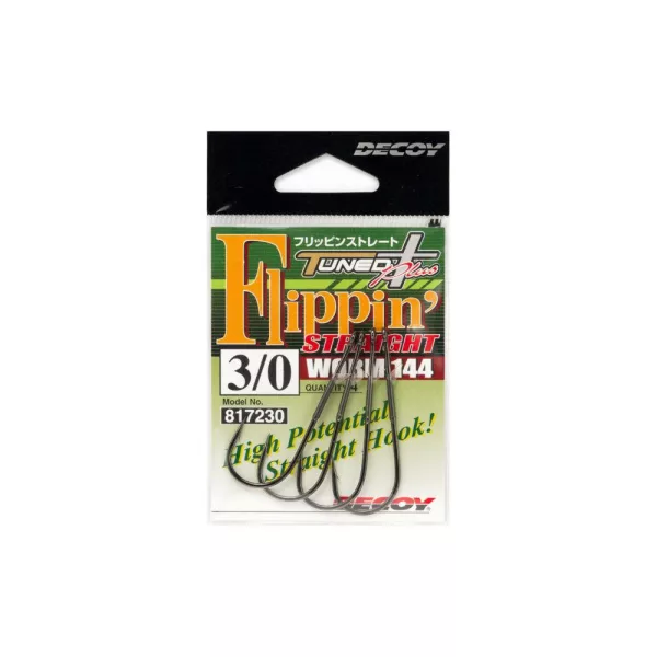 Decoy Worm 144 Flippin Straight #1 Füles Szakállas Egyágú Ragadozóhalas Horog 5db