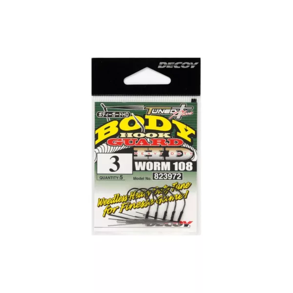 Decoy Worm 108 Body Guard HD #6 Füles Szakállas Egyágú Ragadozóhalas Horog 5db