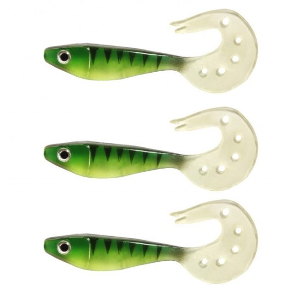 Nevis Twister Shad Vantage Perch 9cm 6,56gr Zöld-Fehér Plasztik Csali 3db