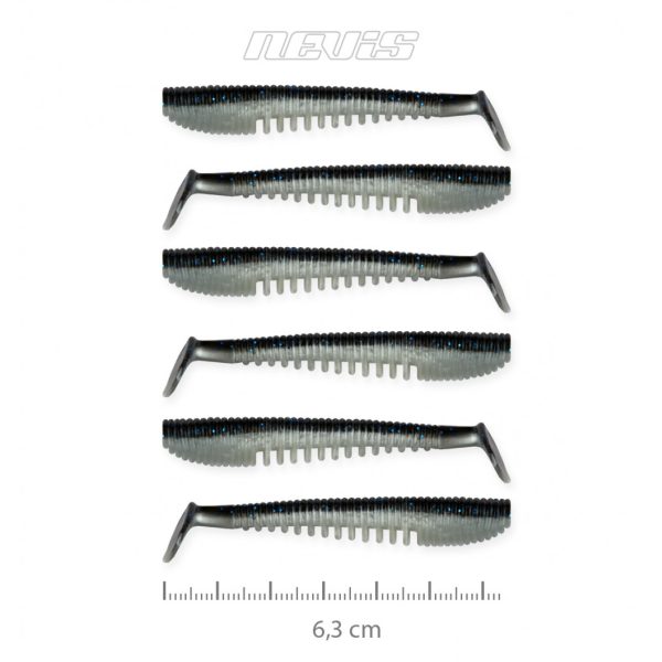 Nevis Impulse Shad 6,3cm 1,77gr 6db/cs Fekete-Ezüst Plasztik csali