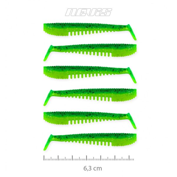 Nevis Impulse Shad 6,3cm 1,77gr 6db/cs Zöld Flitter Plasztik csali