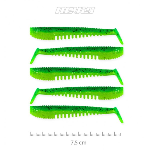 Nevis Impulse Shad 7,5cm 3,05gr 5db/cs Zöld Flitter Plasztik csali