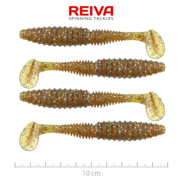 Reiva Zander Power Shad 10cm 7,05gr 4db/cs (Barna Flitter) Plasztik csali