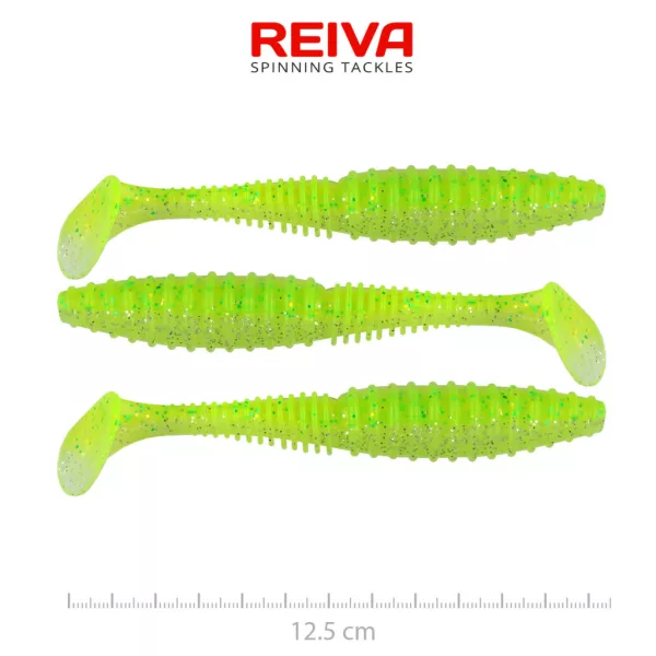 Reiva Zander Power Shad Flash Chartreuse 12,5cm Plasztik Csali 3db