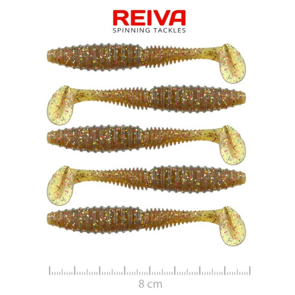 Reiva Zander Power Shad 8cm 3,18gr 5db/cs (Barna Flitter) Plasztik csali